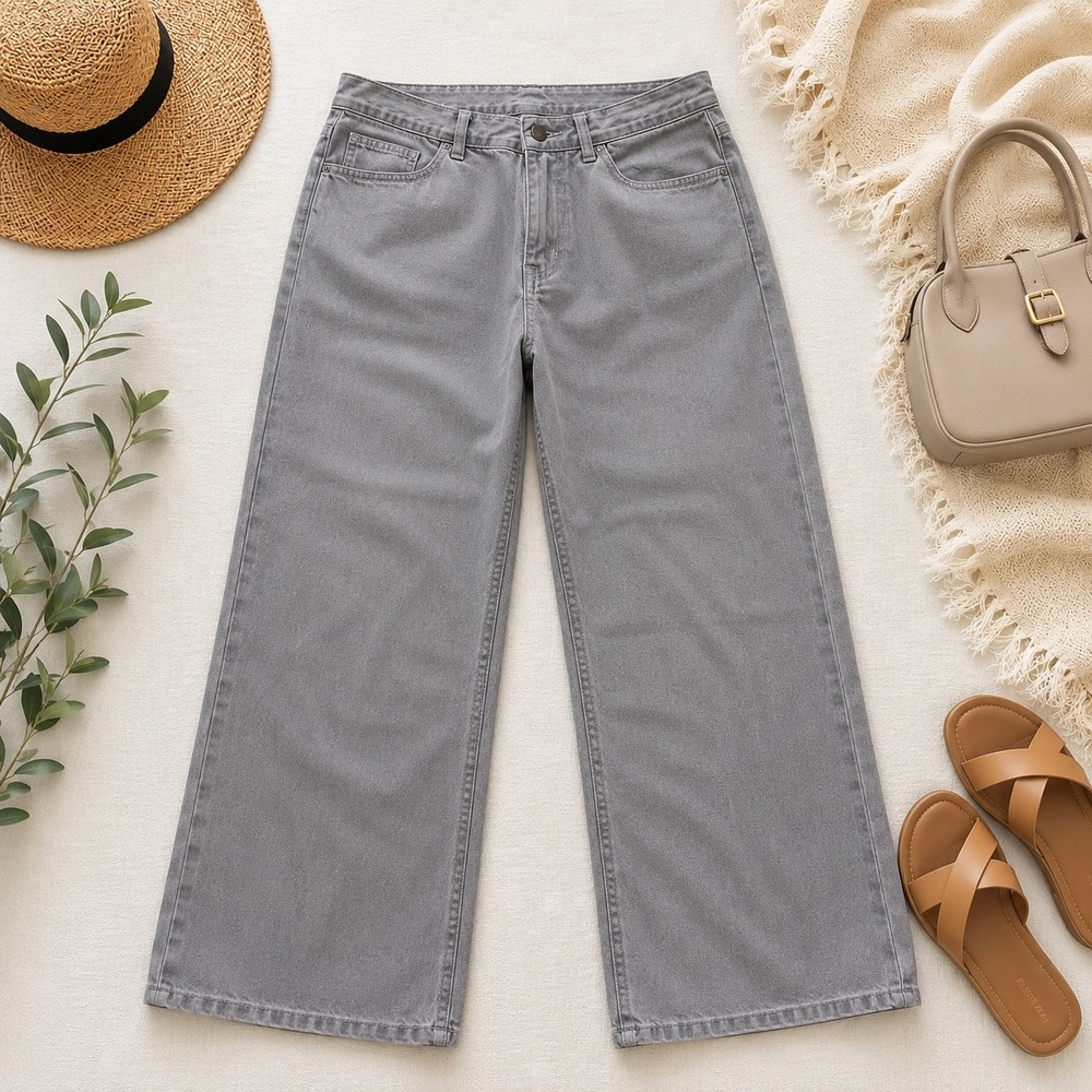Liz Claiborne Slim Bootcut Jeans Gray Embroidered Pockets LCMUW145 Womens 16 NEW